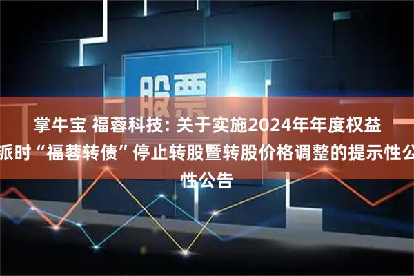 掌牛宝 福蓉科技: 关于实施2024年年度权益分派时“福蓉转债”停止转股暨转股价格调整的提示性公告