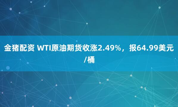 金猪配资 WTI原油期货收涨2.49%，报64.99美元/桶