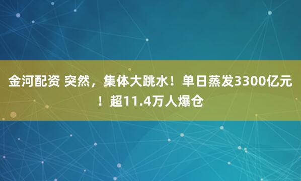 金河配资 突然，集体大跳水！单日蒸发3300亿元！超11.4万人爆仓