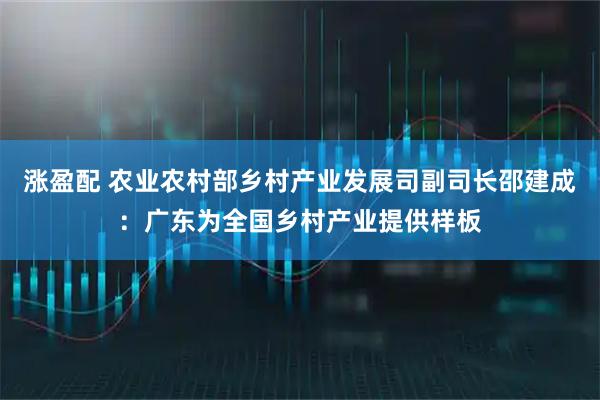 涨盈配 农业农村部乡村产业发展司副司长邵建成：广东为全国乡村产业提供样板